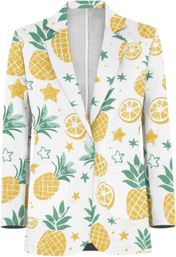 JooMeryer Men's Dress Suit Jacket Strawberry Lemon Printed Long Sleeve One Button Sports Coat Blazer 5X-Large Stars Pineapple