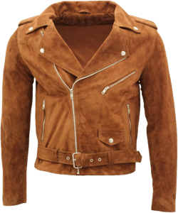 Men's Classic Brando Casual Tan Suede Leather Biker Jacket X-Large Tan
