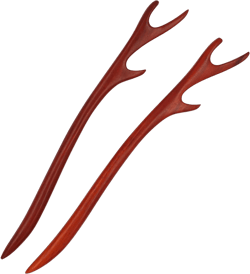 REAL SIC - Natural Red Sandalwood Hair Sticks for Women - Set of 2 - Sustainable Retro Boho Fashion Real Wood Chopstick Hair Pins for Long Hair (Antlers) Geometric