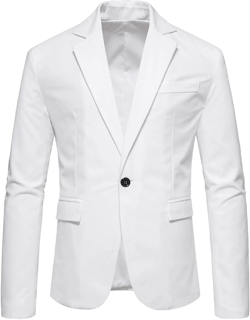 Men's Formal Suit Blazers Dinner Party Prom Wedding Stylish Tuxedo Coats for Men One Button Casual Slim Fit Jackets X-Large White
