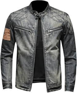 Cambkatl Men's Distressed Jean Jacket Stylish Trucker Outerwear Zip Up Casual Long Sleeve Denim Jackets with Pockets Medium 01 Blue