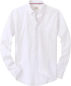 Alimens & Gentle Boys Long Sleeve Solid Button Down Oxford Shirt Collared Cotton Top with Chest Pocket White 6-7 Years