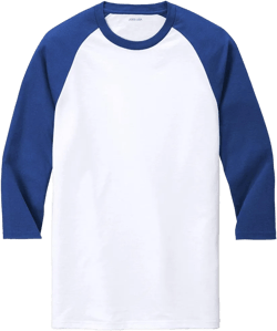 Joe's USA Men's Raglan Baseball T-Shirt. 3/4 Sleeve Baseball Tees. Sizes: XS-4XL X-Small Deep Royal / White