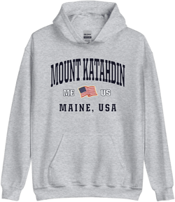 Patriotic Mount Katahdin Hoodie - USA Flag Mount Katahdin, Maine 4th of July Sweatshirt