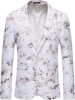 YFFUSHI Mens Dress Floral Suit Slim Fit Single Breasted Stylish Casual Printed Blazer Jacket