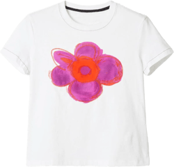 Women Short Sleeve Baby Tee Y2k Flower Graphic Printed Crop Top Slim Fit Crew Neck Tees Hurajuku E-Girl Streetwear Large K-white Flower Print