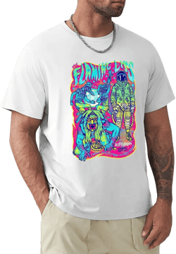 Man's T Shirt Cotton Graphic Short Sleeve Shirts Crew Neck Clothing Tees T-shirts, 6X-Large Medium White-style-4