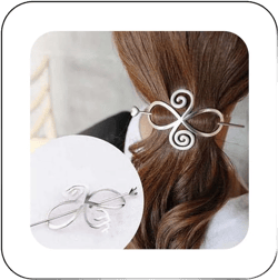 Andelaisi Boho Viking Celtic Knot Hair Stick Hairpin Vintage Infinity Hair Slide Hair Clip Silver Hair Sticks Metal Long Bun Holder Clip Alloy Hair Accessories for Women and Girls Headdress