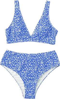 Floerns Women's High Waist Bikini Swimsuit Floral Print V Neck Bathing Suit