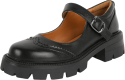 Eldof Women's Mary Jane Shoes Platform Lug Sole Low Heel Chunky Pumps Round Toe Ankle Strap Oxfords Dress Shoes for Uniform Graduation School Work 2 Inches 8.5 Black Matte