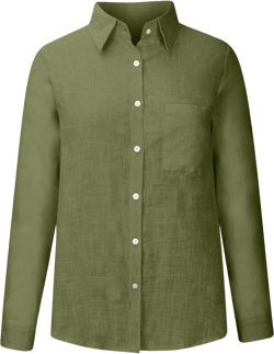 Women Button Down Shirts Office Work Blouses Oversized Loose Long Sleeve Tops Boyfriend Dress Shirt with Pockets Small Army Green▶▶lightning Deals