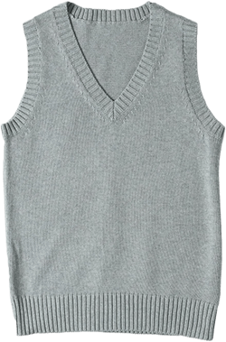 ZUEVI Women's Sweater Vest Classic V Neck Uniform Pullover Knitwear Tops Sleeveless Knitted Sweaters Vests Large Grey