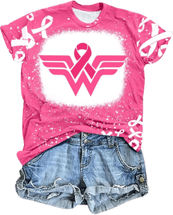 LAZYCHILD Women Breast Cancer Shirt: Pink Ribbon T-Shirt Breast Cancer Awareness Tee Cancer Survivor Tops XX-Large Bleach-pink
