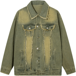 Men Denim Jacket Washed Distressed Denim Jacket Men's Spring and Autumn Casual Jacket Coat