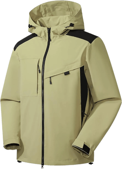 BOXIACEY Rain Jacket Women Waterproof Lightweight Rain Jacket Active Outdoor Hooded Raincoat Packable Windbreaker Jacket X-Large 05-khaki