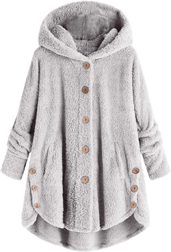 my recent orders placed by me Womens Fuzzy Fleece Sherpa Hoodies Oversized Teddy Bear Coat Button Down Sweatshirt with Pockets Soft Faux Fur Jacket cyber of monday christmas decorations wish list