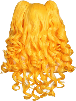 ColorGround Long Curly Cosplay Wig with 2 Ponytails (Yellow)