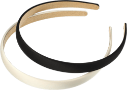 VOCOSTE 2Pcs Solid Simple Satin Headbands, Fashion Hair Hoop for Women, Anti Slip Hair Accessories, Beige, Black, 0.63" Wide White, Black