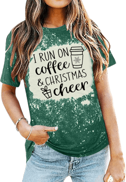 Merry Christmas Shirts for Women Xmas Buffalo Plaid Tree Shirt Top Short Sleeve Casual Graphic Print T Shirt Coffee-bleach Green XX-Large