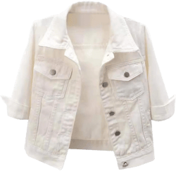 LifeShe Women's 3/4 Sleeve Short Denim Jacket Light Cropped Jean Jackets Coats White Small