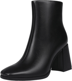 Womens Square Toe Ankle Boots Chunky Heel Causual Comfort Ankle Booties Dress Boots for Women 9.5 Matte Black