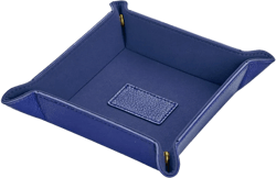 Levenger Leather Snap Tray - Portable, Folding Valet Tray and Personal Organizer (Classic Blue)