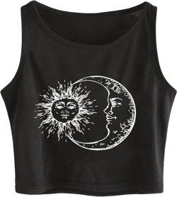 Remidoo Women's Casual Sleeveless Graphic Cropped Top Crewneck Tank Top Shirts