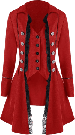 Halloween Pirate Costume Steampunk Jacket for Women Victorian Vampire Lace Tailcoat Gothic Medieval Renaissance Coat