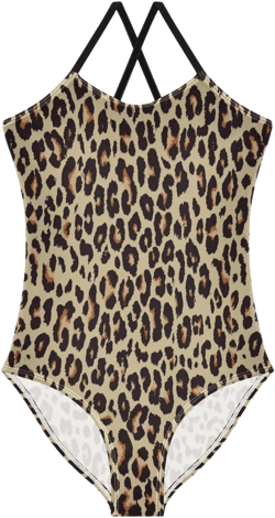 ALAZA Cheetah Leopard Print Animal Skin Girls Swimsuit Bathing Suit Beach Swimwear One Piece 3-10T 7 Years Multicolor