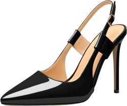 Eldof Pointed Toe Slingback Sandals,Ankle Strap Chic Pumps,Classy High Heel 4" Heel for Office Dress 6.5 Black