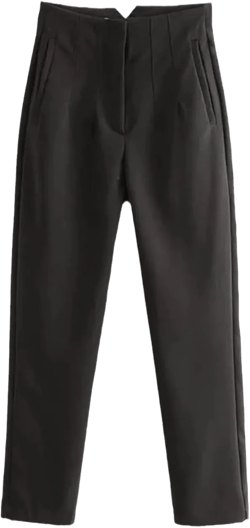 Bollrllr Women's Fashion Straight Leg Pants Retro High Waist Zip Fly Straight Leg Pants 2023 Small Black