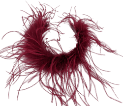 LVCOMEFF Natural Ostrich Feather Choker Lace Connection Necklace Bracelet for Women Fluffy Feathers Wedding Party Holiday Fashion Accessories Burgundy