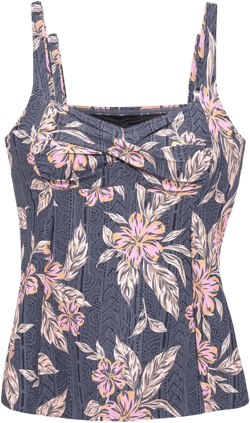 Women's Mix Print Underwire Tankini Swimsuit Top - LASCANA - Black Printed Floral 38DD