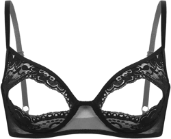 renvena Women's Lace Floral Portrait Open Tip Bra Wire-Free Unlined Push-up Triangle Bralette Top Nightwear at Amazon Women’s Clothing store