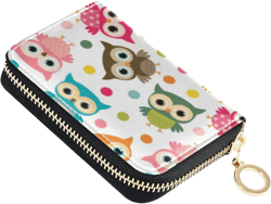 MOYYO RFID Credit Card Holder Case Cute Colorful Bird Owls Leather Printed Zipper Card Case Wallet for Women Girls at Amazon Women’s Clothing store