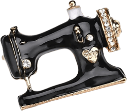 TraveT Crystal Sewing Machine Brooch Black Enamel Brooches Jewelry for Women Girls Lapel Pins Collar Suit Scarf Decoration Gift: Clothing, Shoes & Jewelry