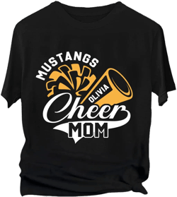 Personalized Cheer Mom Shirt Custom Team Name and Cheerleader Name Shirt Pom and Megaphone Cheerleading Tee Gift for Mom Mama Mothers Day