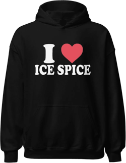 TOP KOALA TEE Ultra Soft Cotton Blend I Love ICE Spice Unisex Pullover - Rapper Merch Sweatshirt Hoodie for Men and Women Small Black