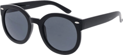 zeroUV - Round Retro Oversized Sunglasses for Women with Colored Mirror and Neutral Lens 53mm C01 | Black / Smoke 53 Millimeters