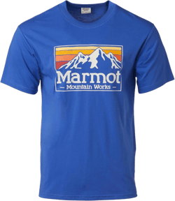 MARMOT Men's MMW Gradient Short-Sleeve Tee - Screen Printed Graphic on Soft, Breathable, Eco-Friendly Cotton/Poly Blend Small Trail Blue