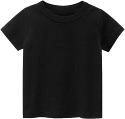 Toddler Kids Girls Boys Short Sleeve Basic T Shirt Casual Summer Tees Shirt Tops Solid Color Unisex Cartoon T-Shirts Black