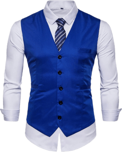 Mens Formal Business Vest for Suit or Tuxedo Navy Blue Large