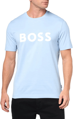 BOSS Men's Big Logo Cotton Jersey T Shirt Large Chambray Blue