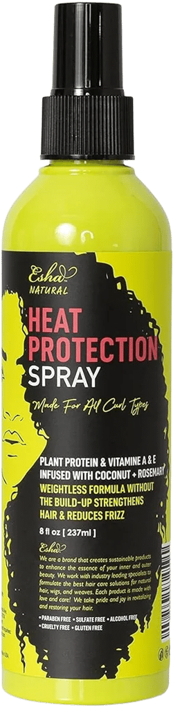 Esha Girl Natural – Heat Protection Spray – Especially for 3C & 4C Curly Hair – Up to 450F - For All Hair - All Natural Ingredients - Paraben, Sulfate, Alcohol, Cruelty, Gluten Free - Vegan 8 oz 8 Fl Oz (Pack of 1)
