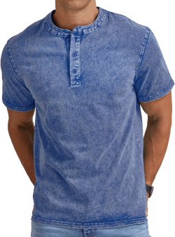 Aimeilgot Mens Distressed Henley Shirts Casual Washed T-Shirts Retro Short Sleeve Tee Cotton Shirts