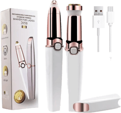 2 in 1 Eyebrow Trimmer Facial Hair Remover Electric Razor for Women Pubic Hair Bikini Shaver Epilator for Face Peach Fuzz Lips Painless Rechargeable Portable