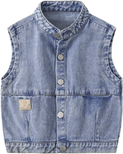 Boys Sleeveless Denim Jackets High Neck Jeans Vest Toddler Retro Button Front Fall Winter Jacket 12-18 Months Blue