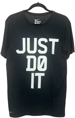 Nike “Just Do It.” Black White Graphic Short Sleeve Tee Shirt Top S C94 L71