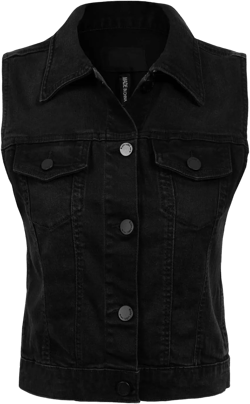 Design by Olivia Women's Classic Sleeveless Stone Wash Distressed Denim Vest XX-Large A Black