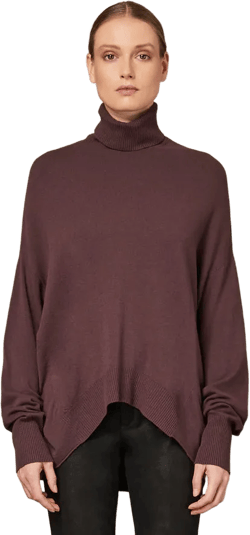Oversize Turtle Neck Sweater - Burgundy